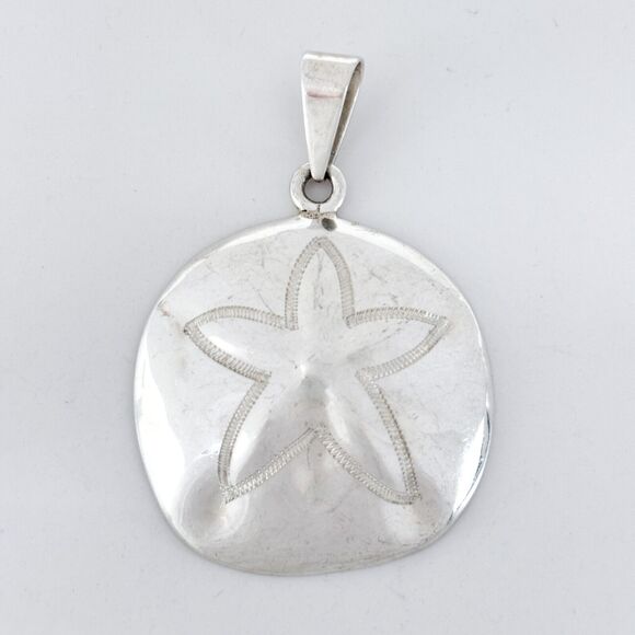 Vintage Mexico ATI Sterling Silver 925 Sand Dollar Pendant - Picture 2 of 7